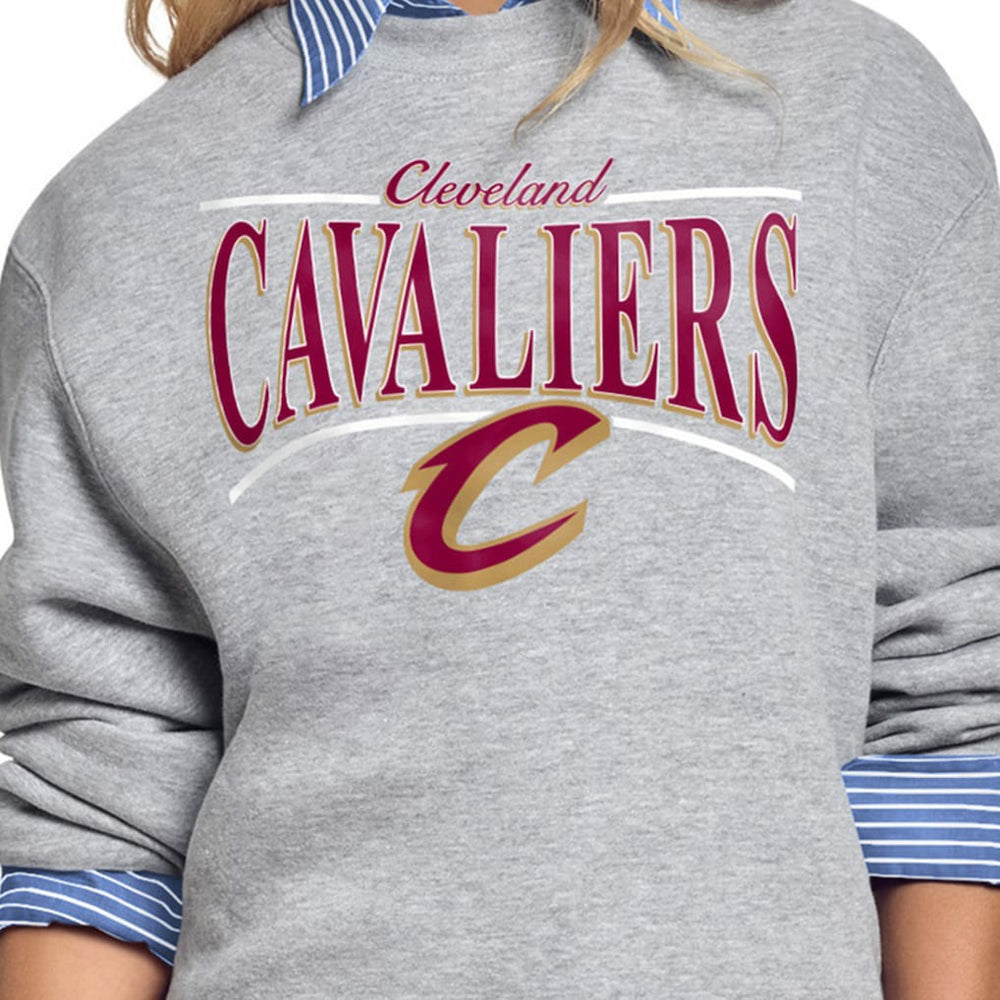 Cleveland Cavaliers Starter Women's Arch Stripe Fleece Crewneck Sweatshirt Gray - NBA