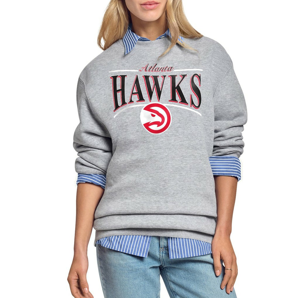 Atlanta Hawks Starter Women's Arch Stripe Fleece Crewneck Sweatshirt Gray - NBA