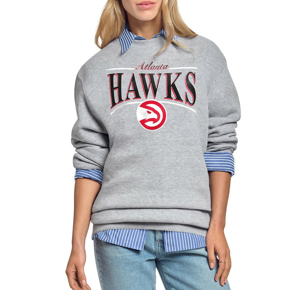 Atlanta Hawks Starter Women's Arch Stripe Fleece Crewneck Sweatshirt Gray - NBA