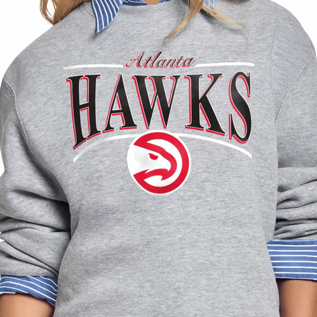 Atlanta Hawks Starter Women's Arch Stripe Fleece Crewneck Sweatshirt Gray - NBA