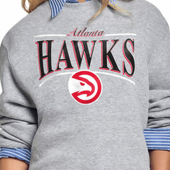 Atlanta Hawks Starter Women's Arch Stripe Fleece Crewneck Sweatshirt Gray - NBA