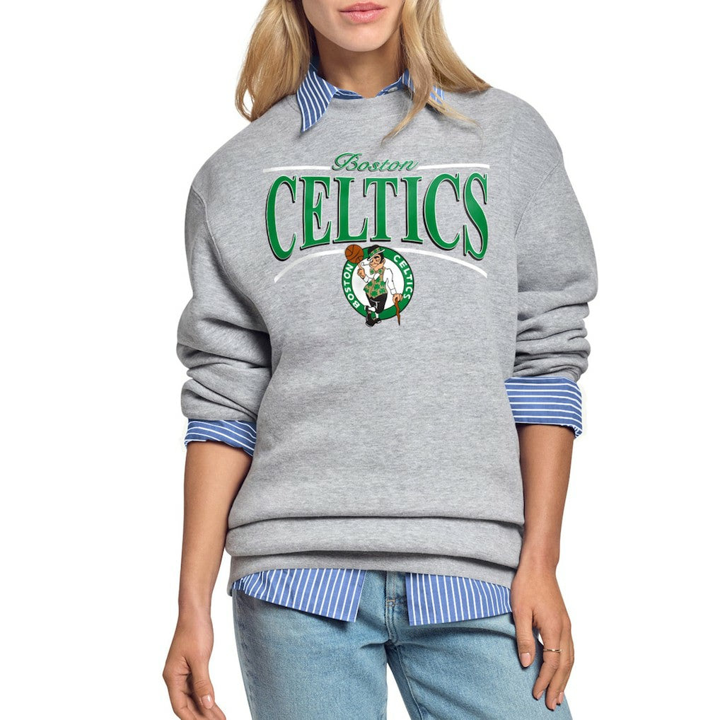Boston Celtics Starter Women's Arch Stripe Fleece Crewneck Sweatshirt Gray - NBA