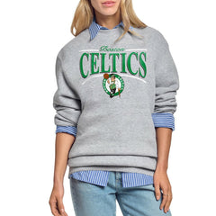 Boston Celtics Starter Women's Arch Stripe Fleece Crewneck Sweatshirt Gray - NBA