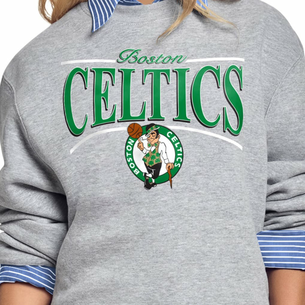 Boston Celtics Starter Women's Arch Stripe Fleece Crewneck Sweatshirt Gray - NBA