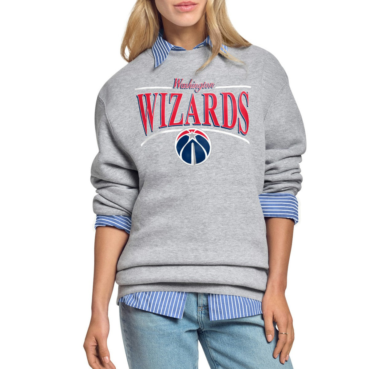 Washington Wizards Starter Women's Arch Stripe Fleece Crewneck Sweatshirt Gray - NBA