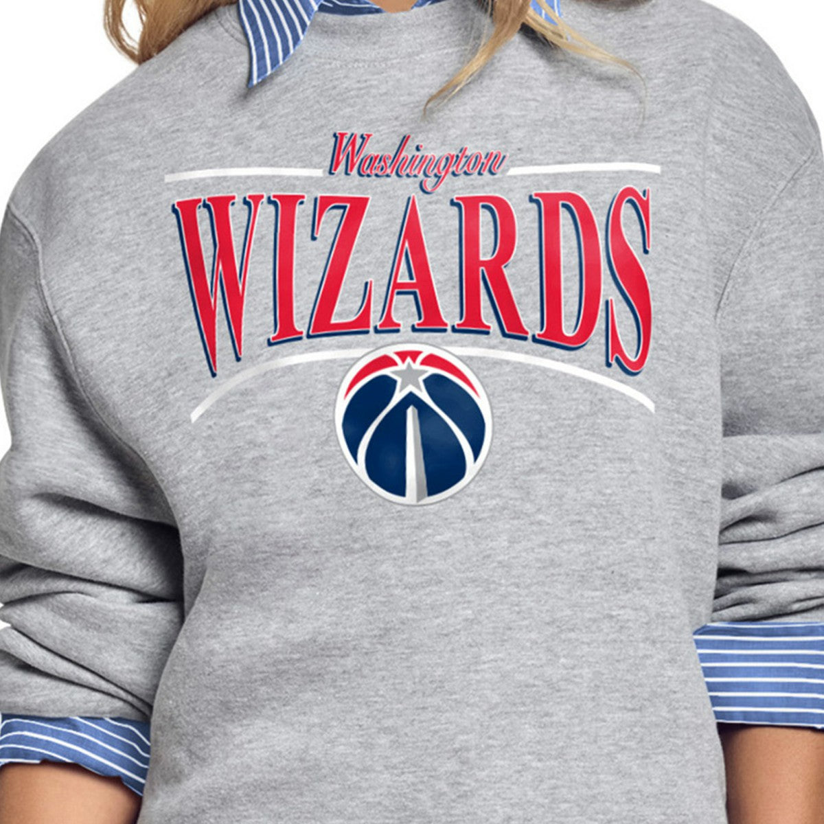 Washington Wizards Starter Women's Arch Stripe Fleece Crewneck Sweatshirt Gray - NBA