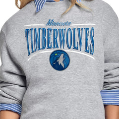 Minnesota Timberwolves Starter Women's Arch Stripe Fleece Crewneck Sweatshirt Gray - NBA
