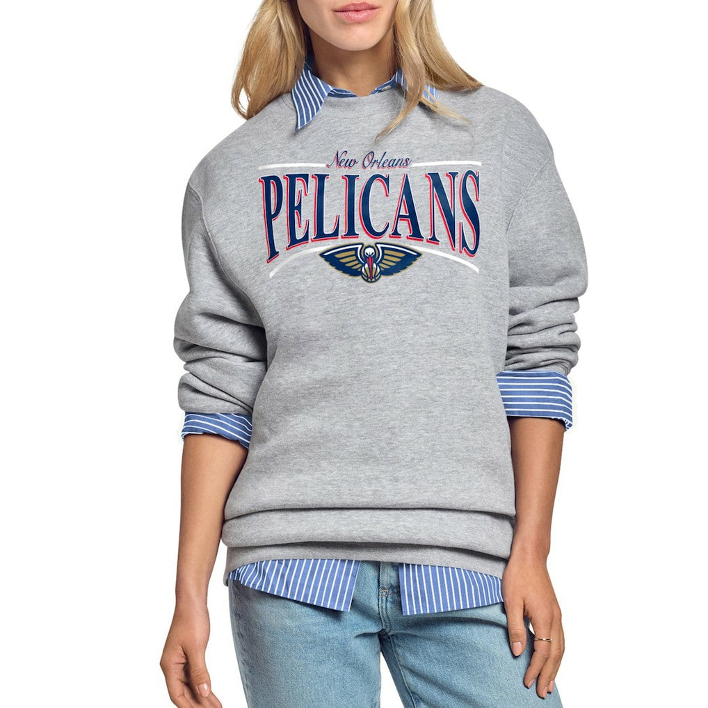 New Orleans Pelicans Starter Women's Arch Stripe Fleece Crewneck Sweatshirt Gray - NBA