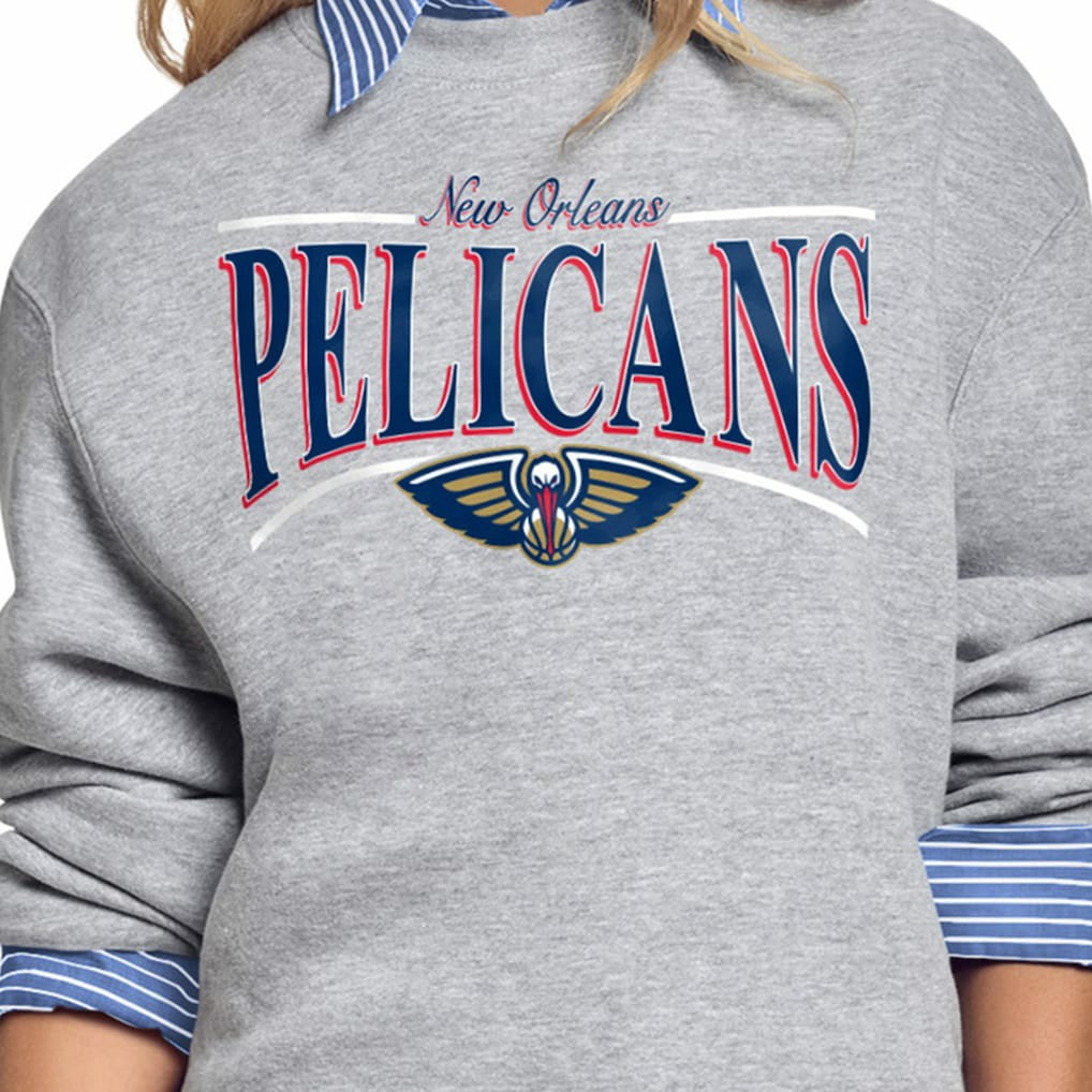 New Orleans Pelicans Starter Women's Arch Stripe Fleece Crewneck Sweatshirt Gray - NBA