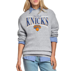 New York Knicks Starter Women's Arch Stripe Fleece Crewneck Sweatshirt Gray - NBA