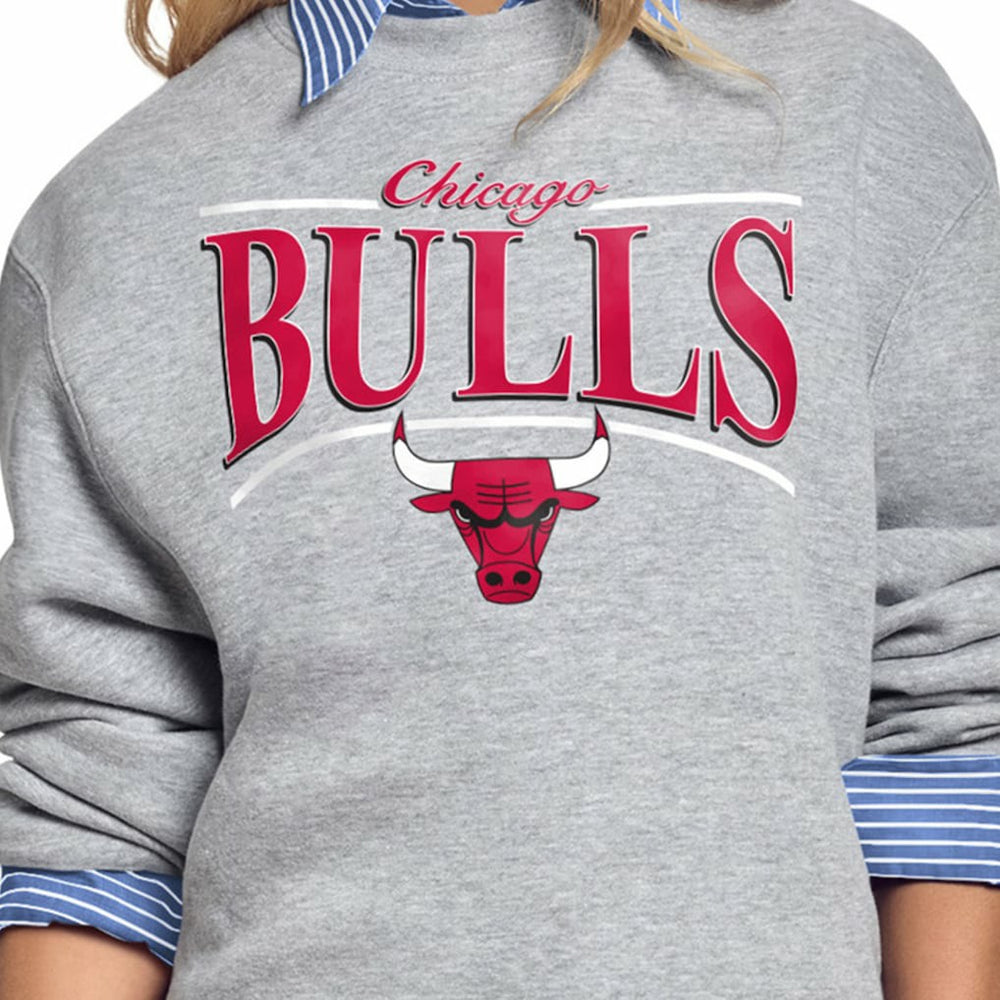 Chicago Bulls Starter Women's Arch Stripe Fleece Crewneck Sweatshirt Gray - NBA