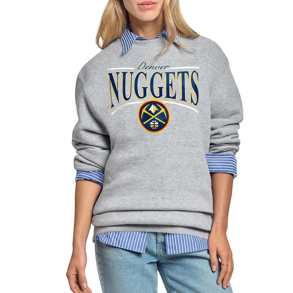 Denver Nuggets Starter Women's Arch Stripe Fleece Crewneck Sweatshirt Gray - NBA