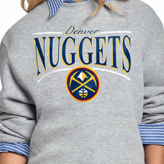 Denver Nuggets Starter Women's Arch Stripe Fleece Crewneck Sweatshirt Gray - NBA