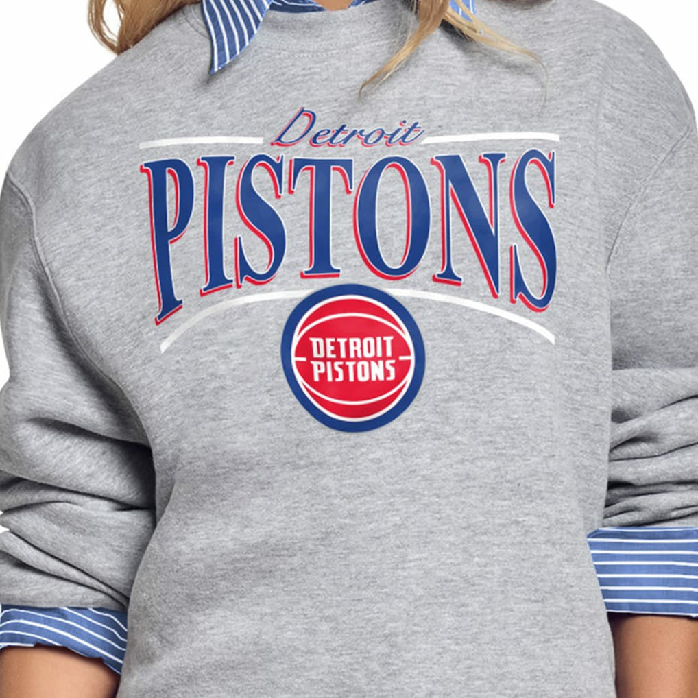Detroit Pistons Starter Women's Arch Stripe Fleece Crewneck Sweatshirt Gray - NBA