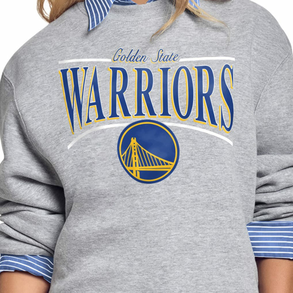 Golden State Warriors Starter Women's Arch Stripe Fleece Crewneck Sweatshirt Gray - NBA