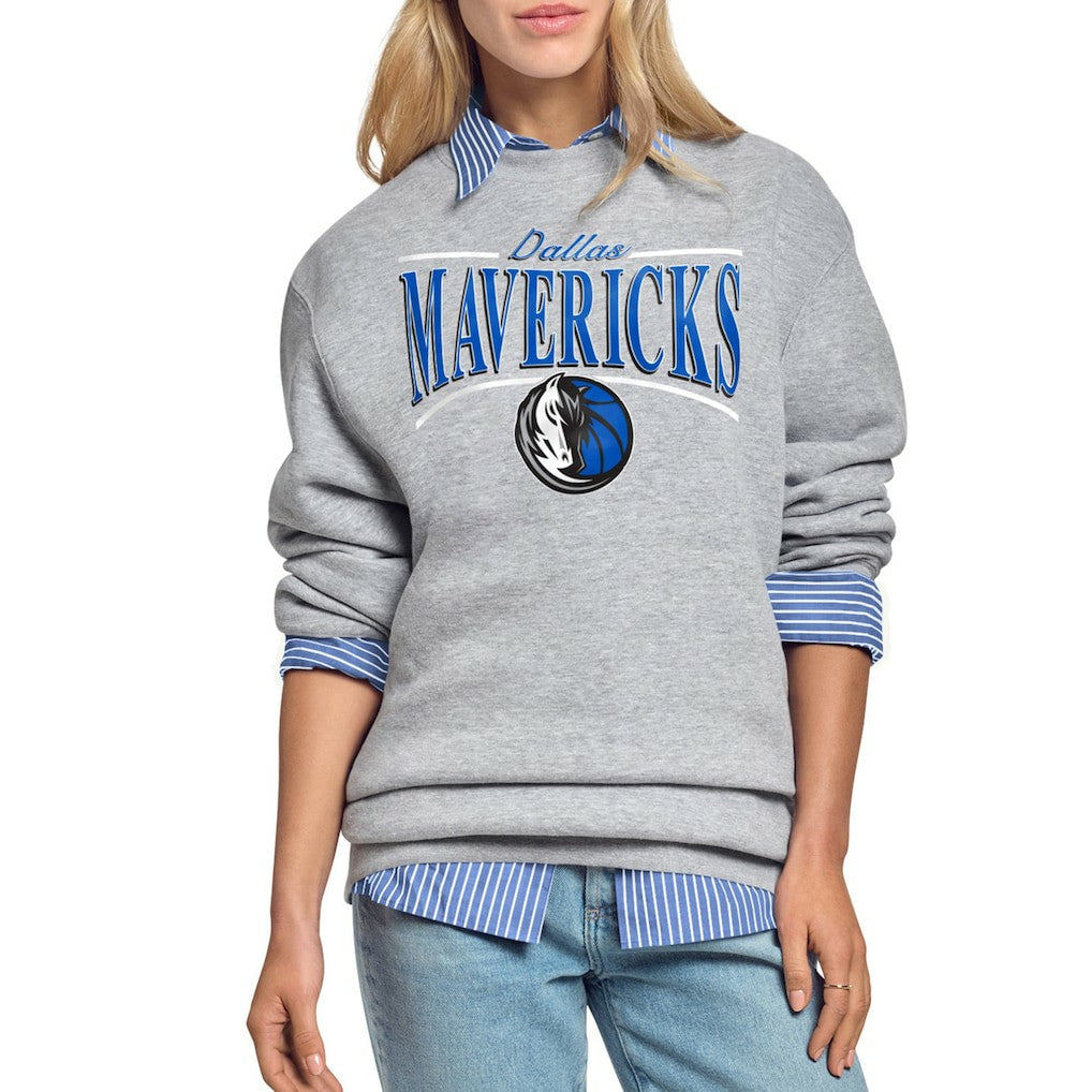 Dallas Mavericks Starter Women's Arch Stripe Fleece Crewneck Sweatshirt Gray - NBA