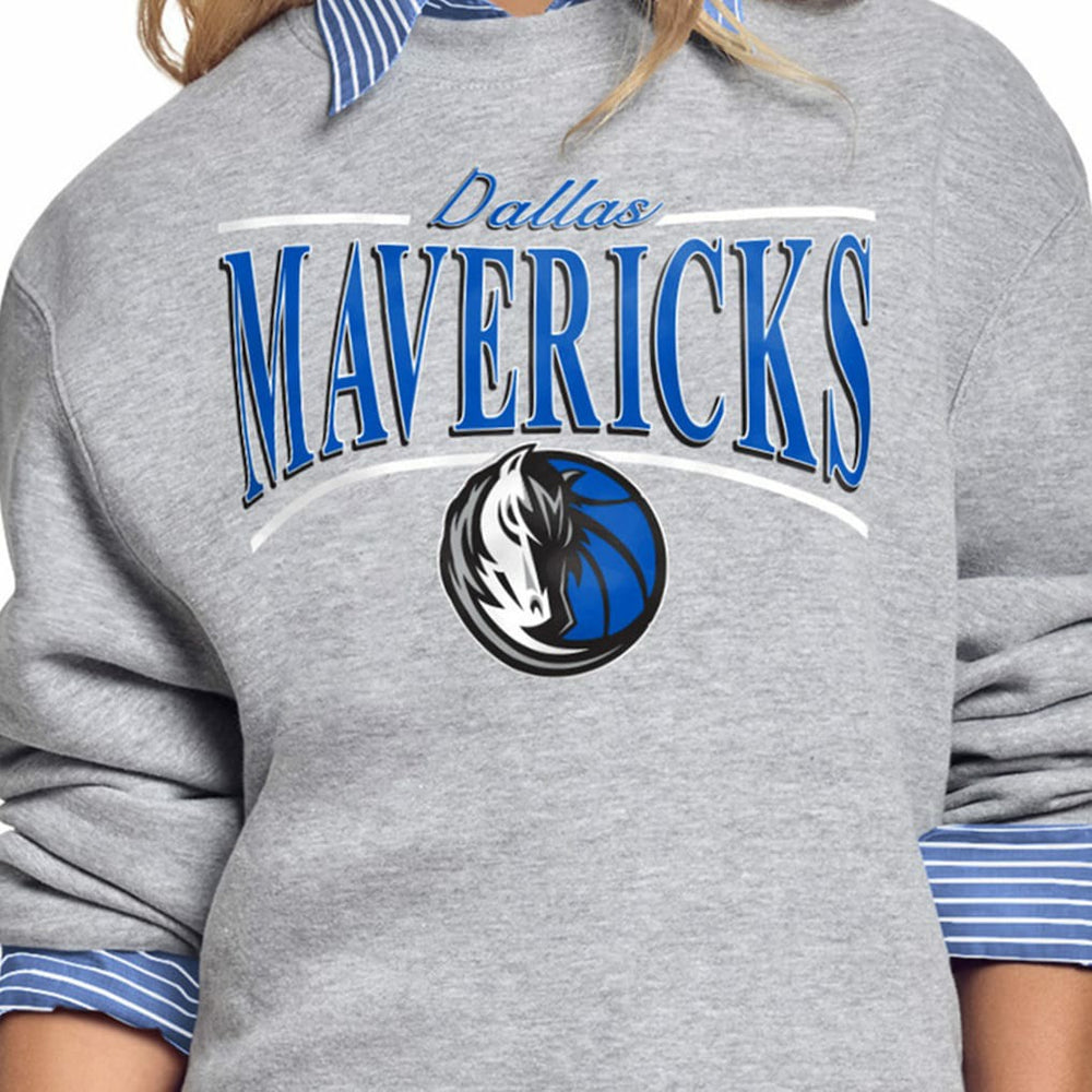 Dallas Mavericks Starter Women's Arch Stripe Fleece Crewneck Sweatshirt Gray - NBA