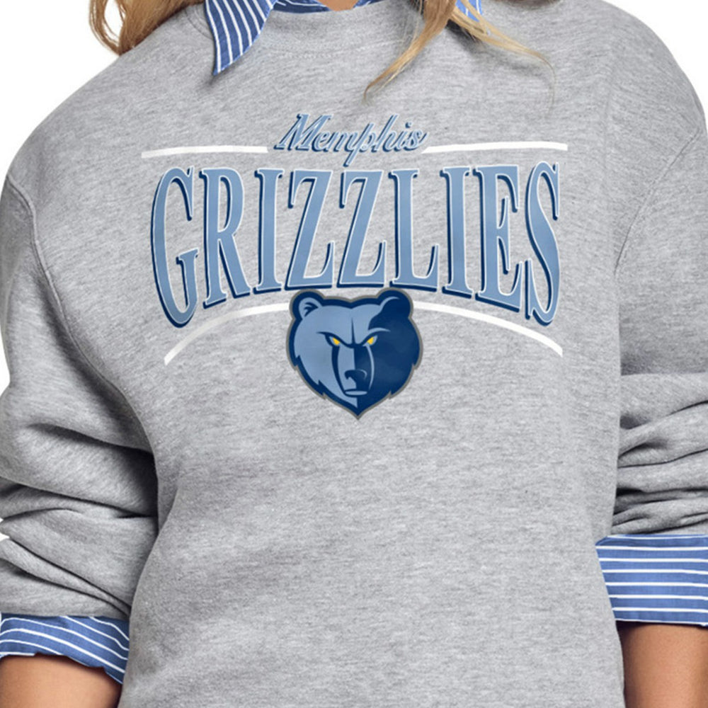 Memphis Grizzlies Starter Women's Arch Stripe Fleece Crewneck Sweatshirt Gray - NBA