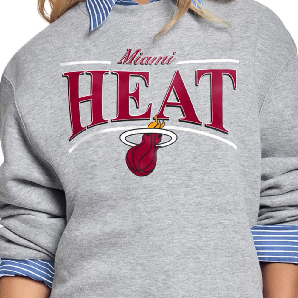 Miami Heat Starter Women's Arch Stripe Fleece Crewneck Sweatshirt Gray - NBA