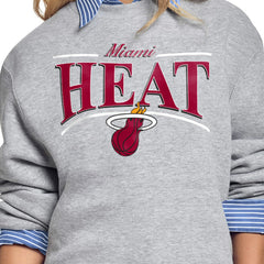 Miami Heat Starter Women's Arch Stripe Fleece Crewneck Sweatshirt Gray - NBA
