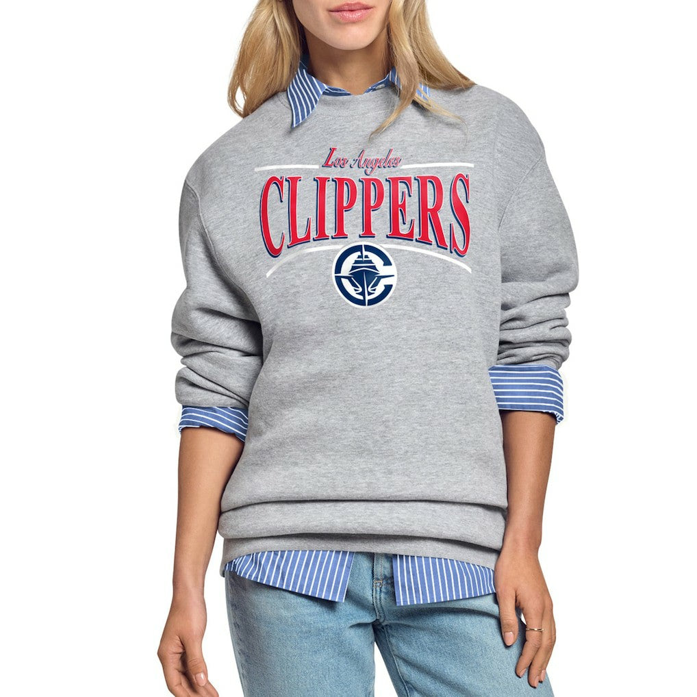 LA Clippers Starter Women's Arch Stripe Fleece Crewneck Sweatshirt Gray - NBA