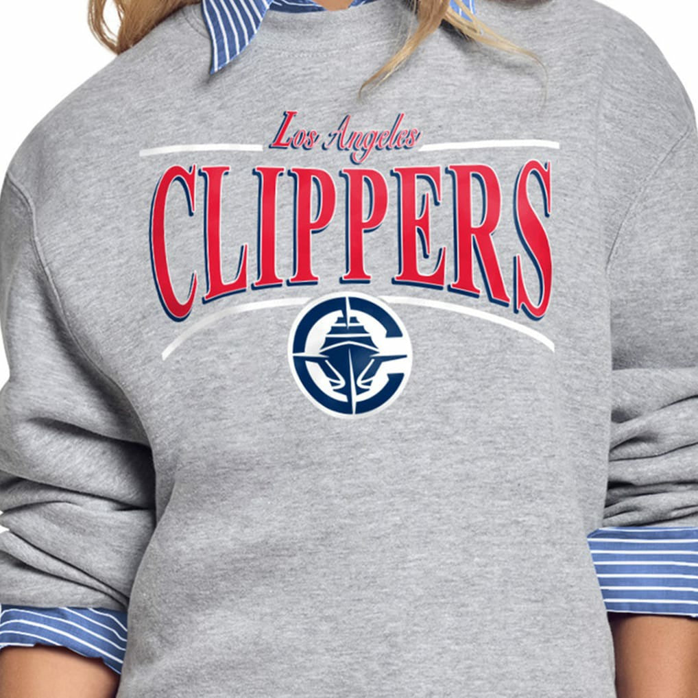 LA Clippers Starter Women's Arch Stripe Fleece Crewneck Sweatshirt Gray - NBA
