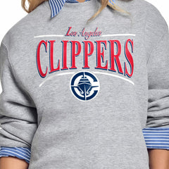 LA Clippers Starter Women's Arch Stripe Fleece Crewneck Sweatshirt Gray - NBA