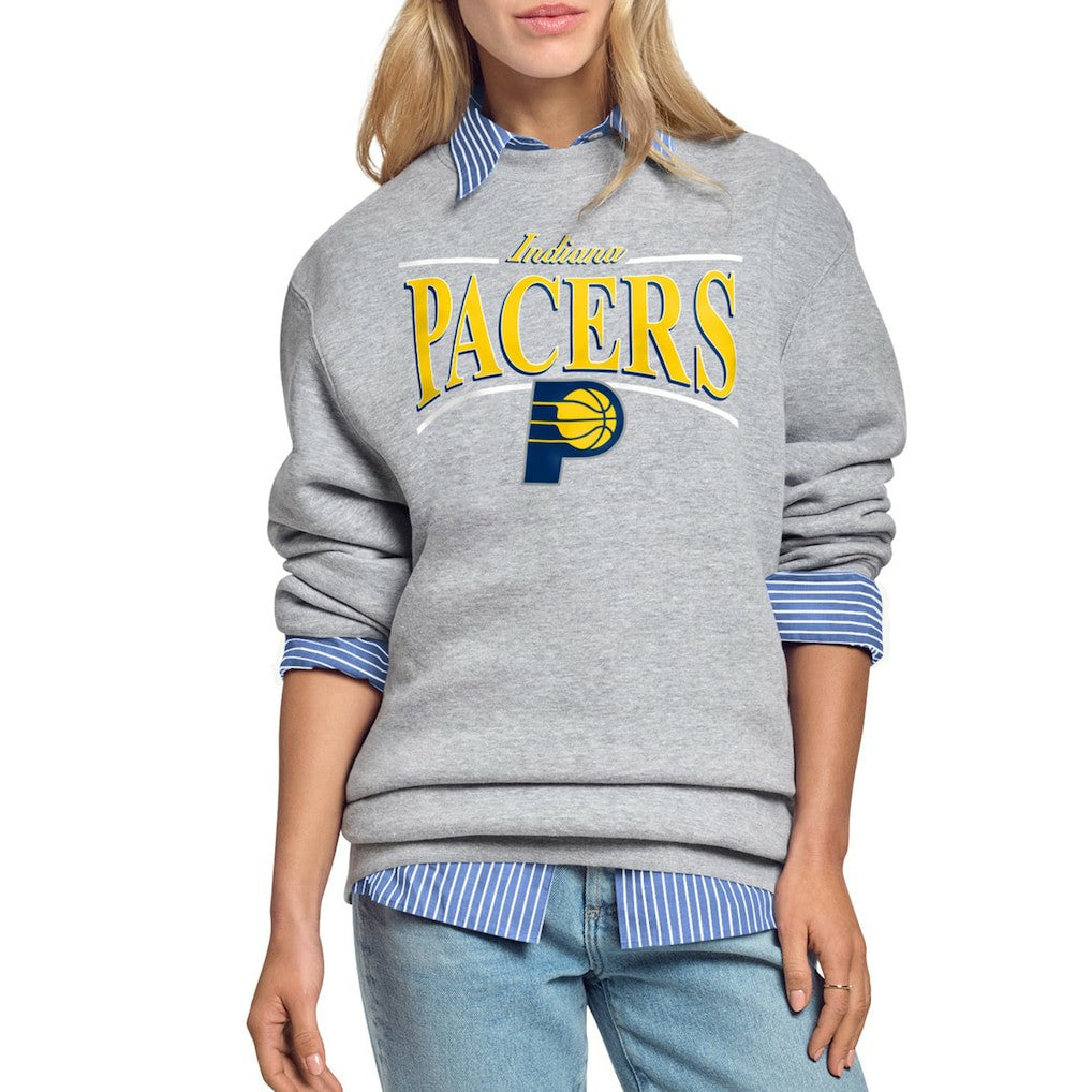 Indiana Pacers Starter Women's Arch Stripe Fleece Crewneck Sweatshirt Gray - NBA