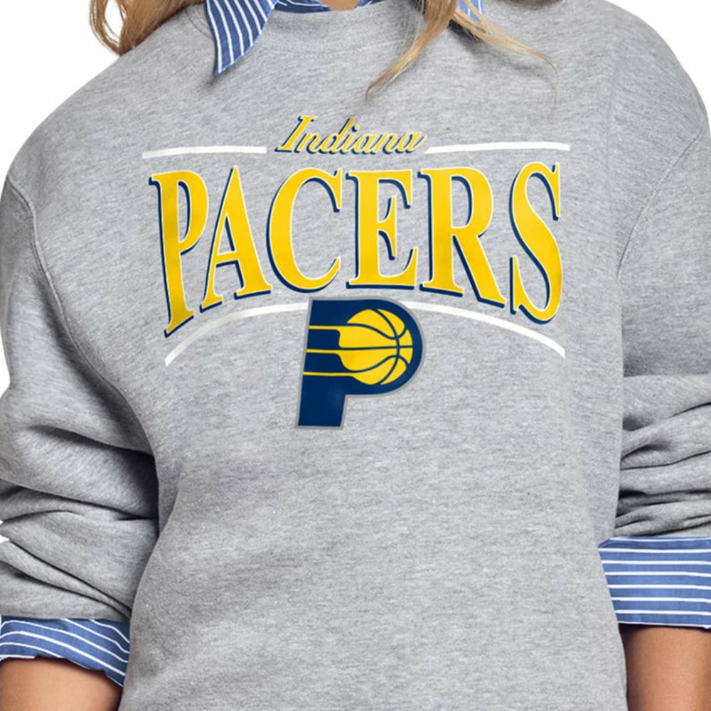 Indiana Pacers Starter Women's Arch Stripe Fleece Crewneck Sweatshirt Gray - NBA