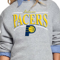 Indiana Pacers Starter Women's Arch Stripe Fleece Crewneck Sweatshirt Gray - NBA