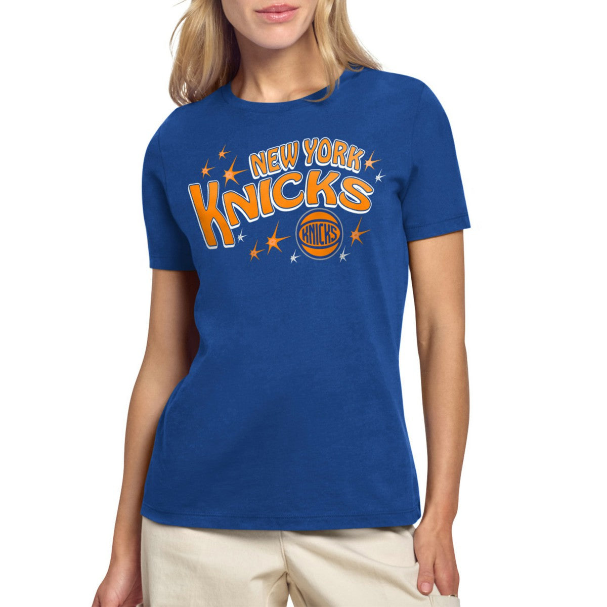New York Knicks Starter Women's Fireworks T-Shirt Blue - NBA