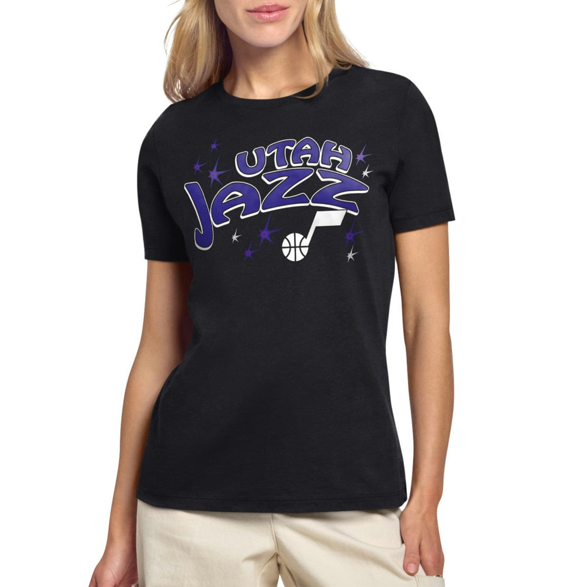 Utah Jazz Starter Women's Fireworks T-Shirt Black - NBA