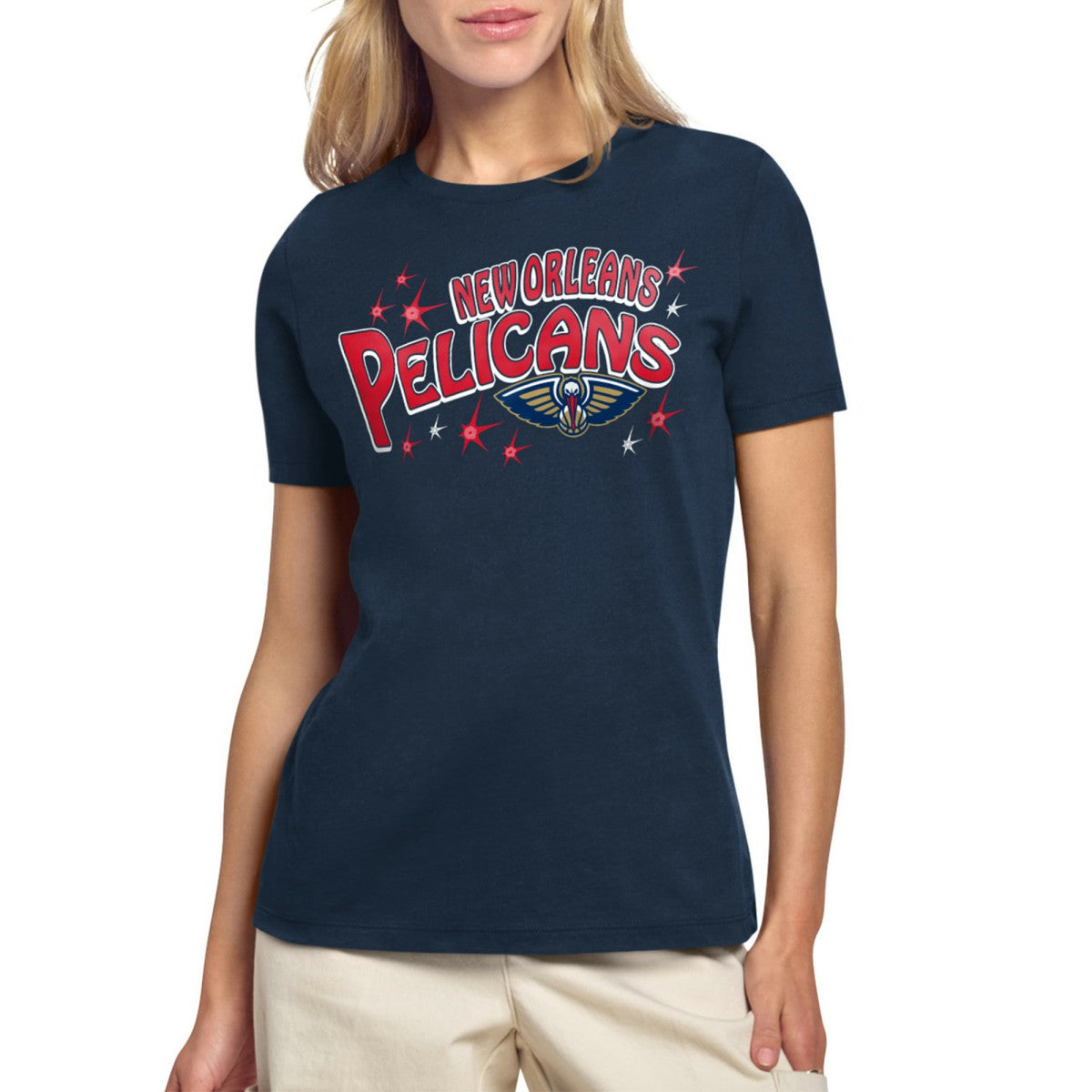 New Orleans Pelicans Starter Women's Fireworks T-Shirt Navy - NBA