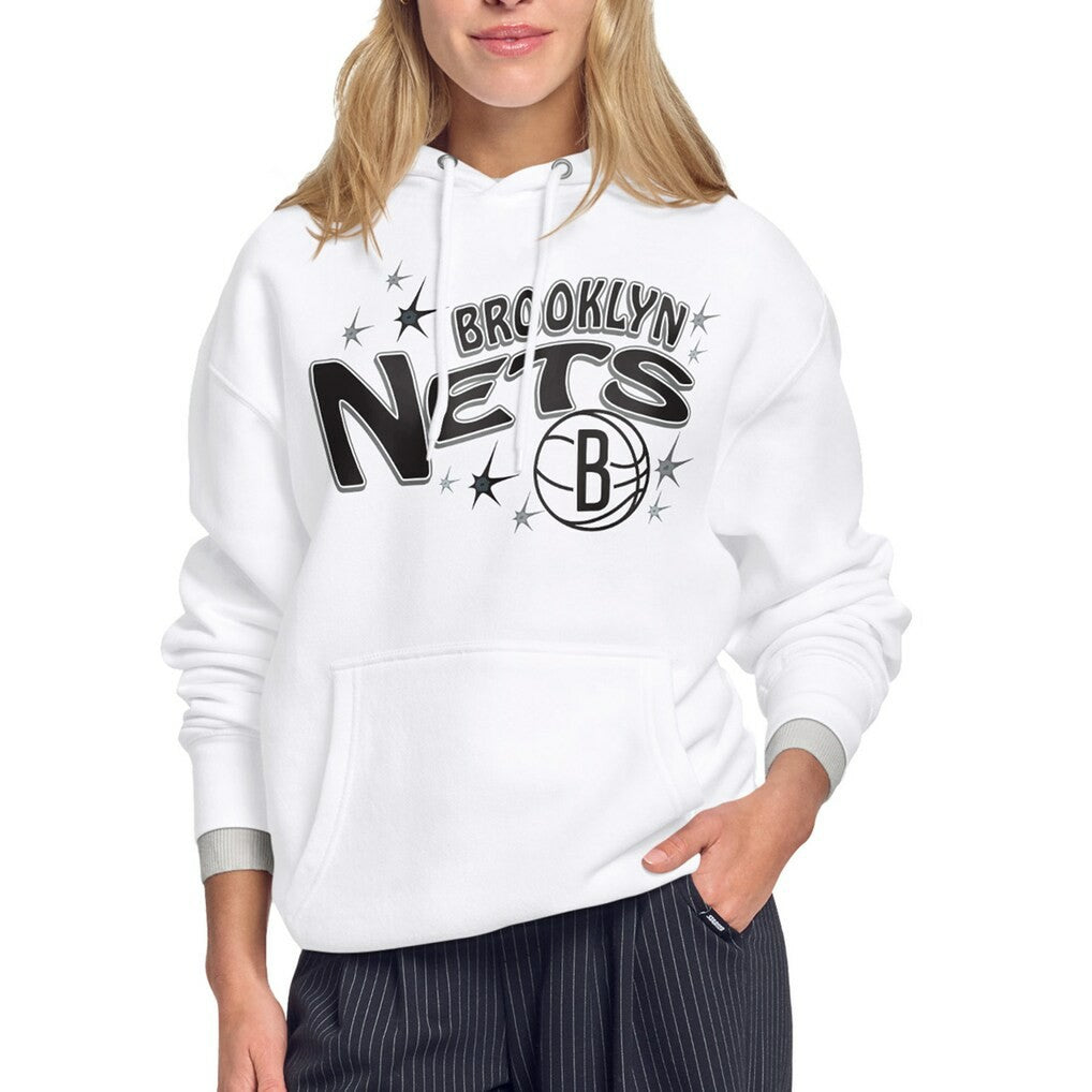 Brooklyn Nets Starter Women's Fireworks Fleece Hoodie White - NBA
