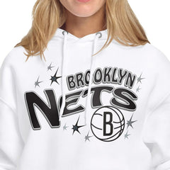 Brooklyn Nets Starter Women's Fireworks Fleece Hoodie White - NBA