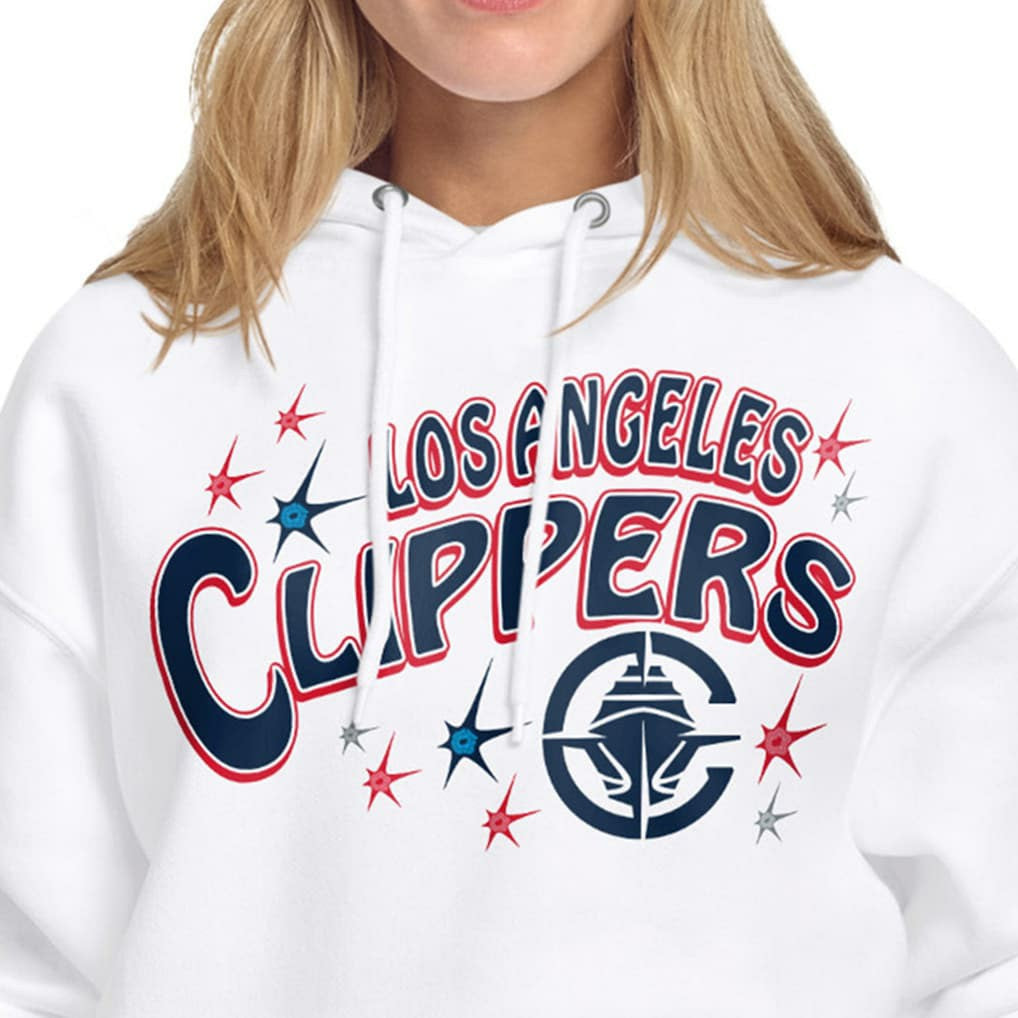 LA Clippers Starter Women's Fireworks Fleece Hoodie White - NBA