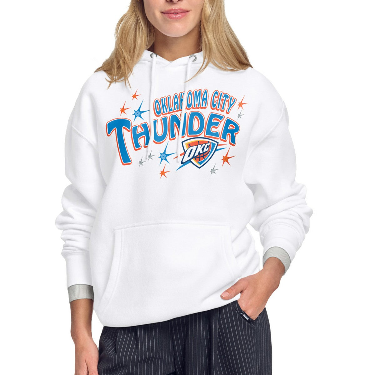 Oklahoma City Thunder Starter Women's Fireworks Fleece Hoodie White - NBA