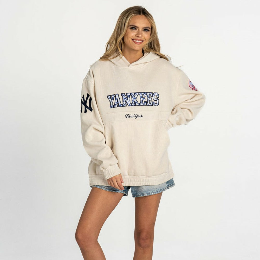 New York Yankees The Wild Collective Women's Oversized Cord Hoodie - MLB