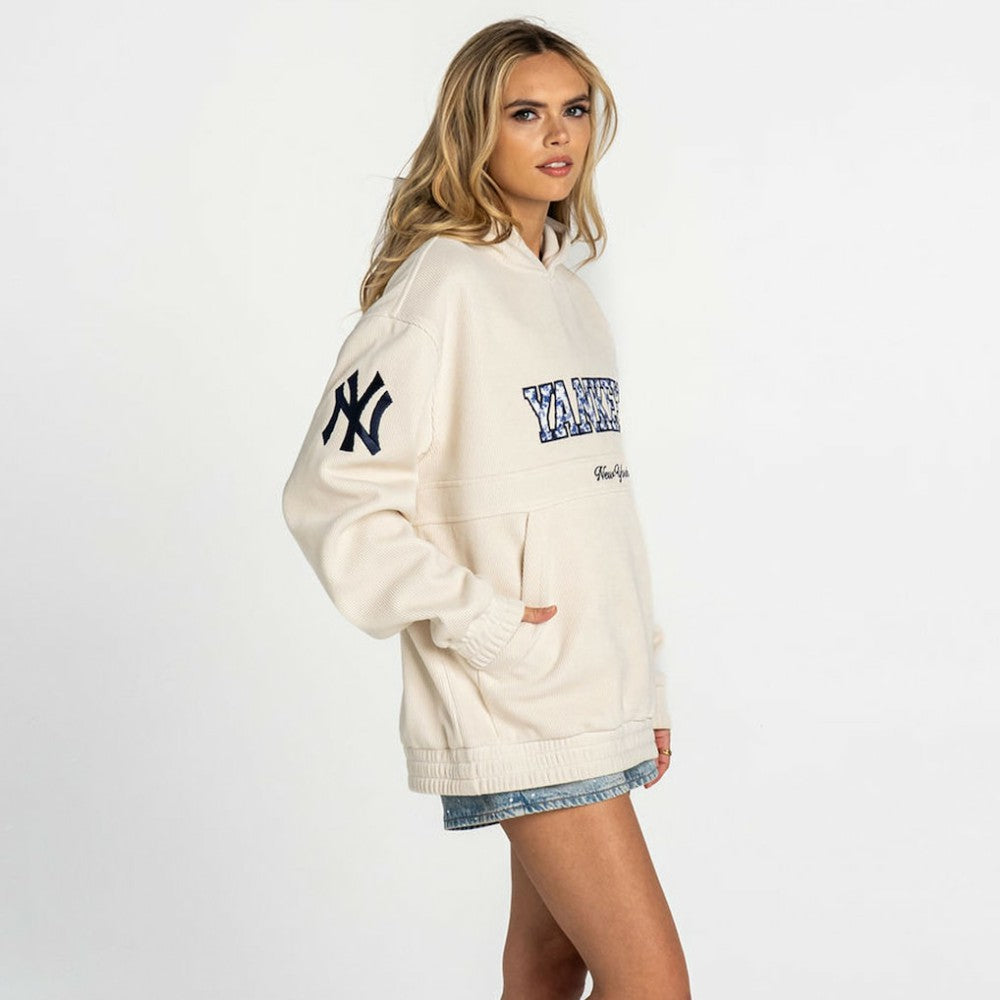 New York Yankees The Wild Collective Women's Oversized Cord Hoodie - MLB