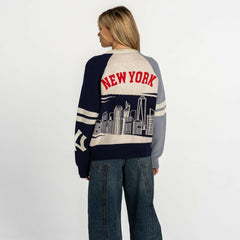 New York Yankees The Wild Collective Women's Boxy Jacquard Sweater - MLB