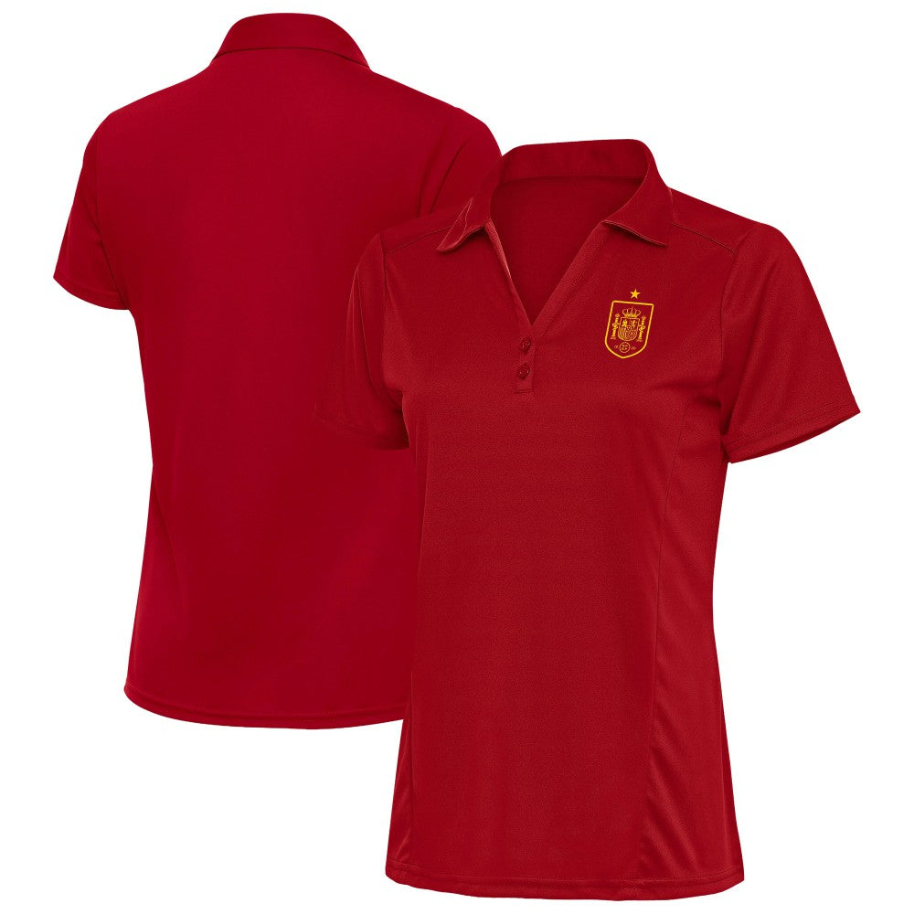 Spain National Team Antigua Women's Statement Y-Neck Polo Red - FIFA World CUP