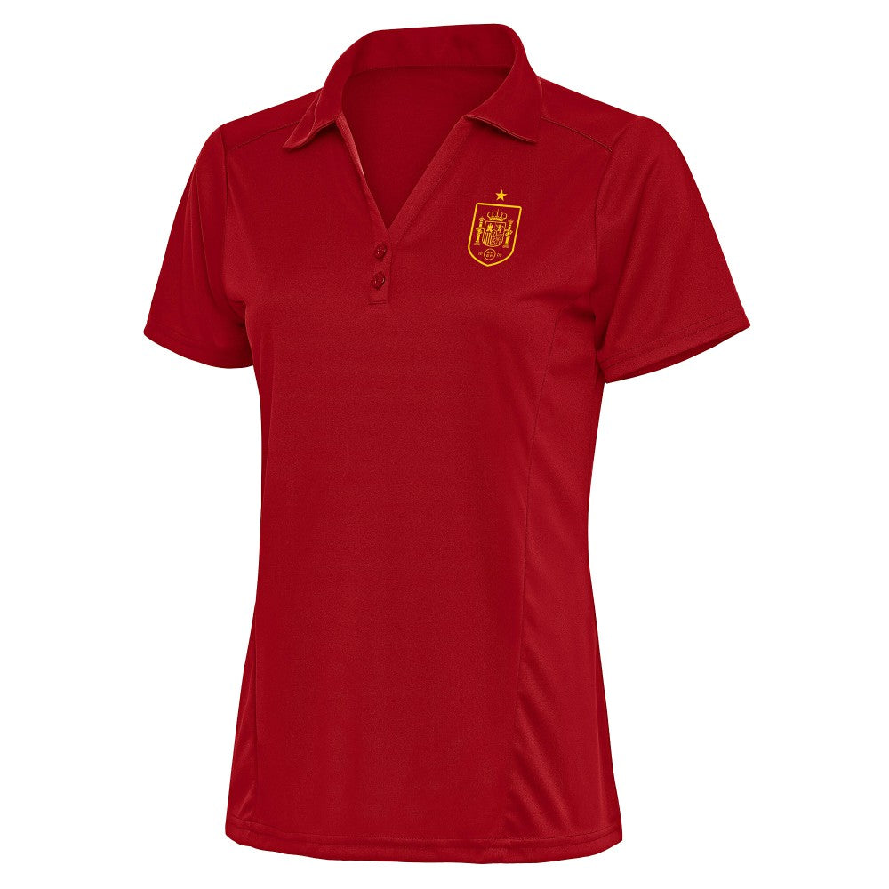 Spain National Team Antigua Women's Statement Y-Neck Polo Red - FIFA World CUP