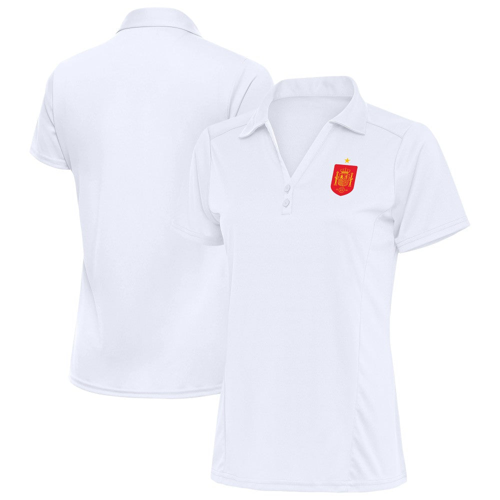 Spain National Team Antigua Women's Statement Y-Neck Polo White - FIFA World CUP
