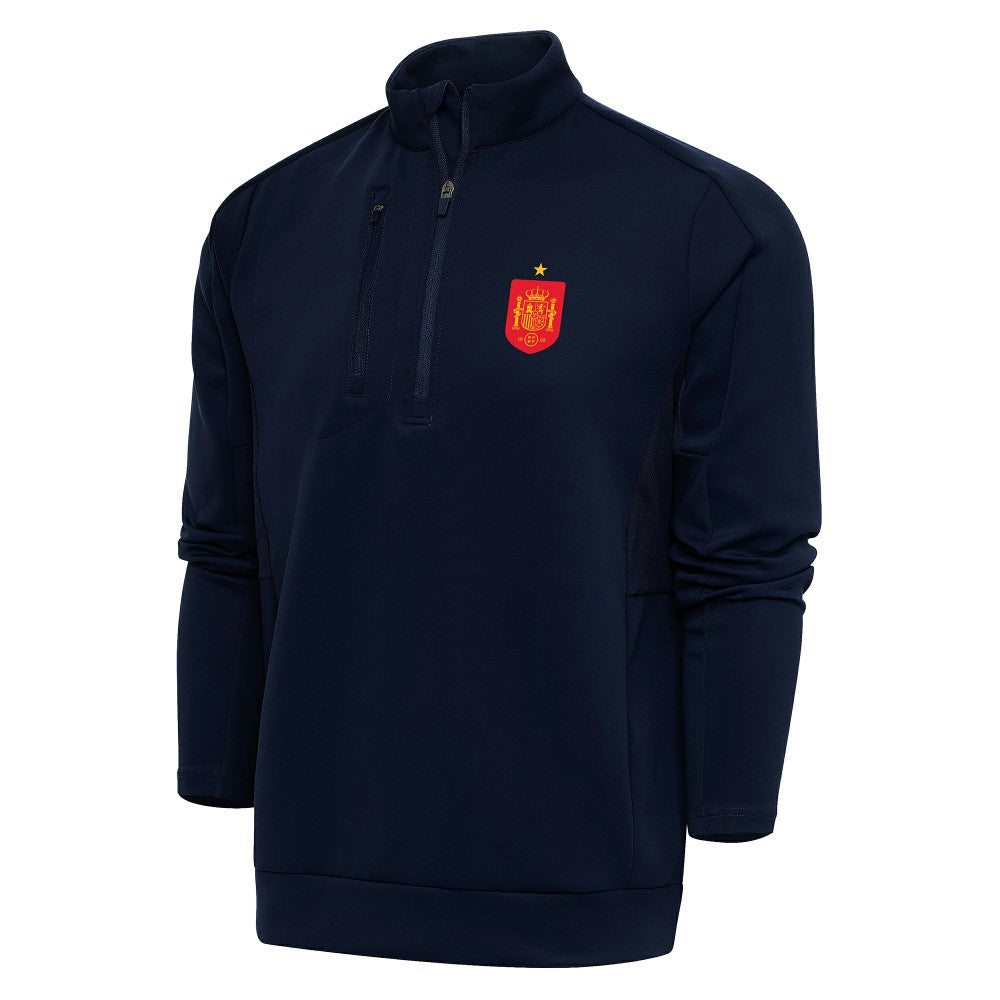 Spain National Team Antigua Genesis Quarter-Zip Pullover Navy - FIFA World CUP
