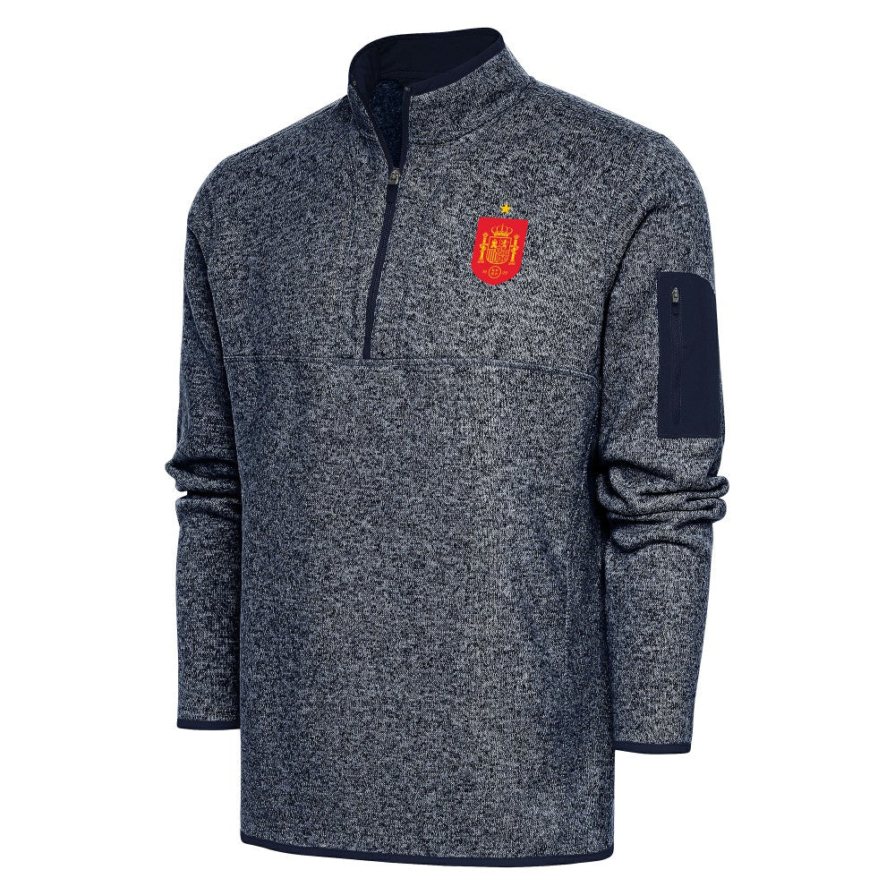 Spain National Team Antigua Elevate Quarter-Zip Pullover Heather Navy - FIFA World CUP