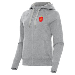 Spain National Team Antigua Women's Takeover Fleece Raglan Full-Zip Hoodie Heather Gray - FIFA World CUP