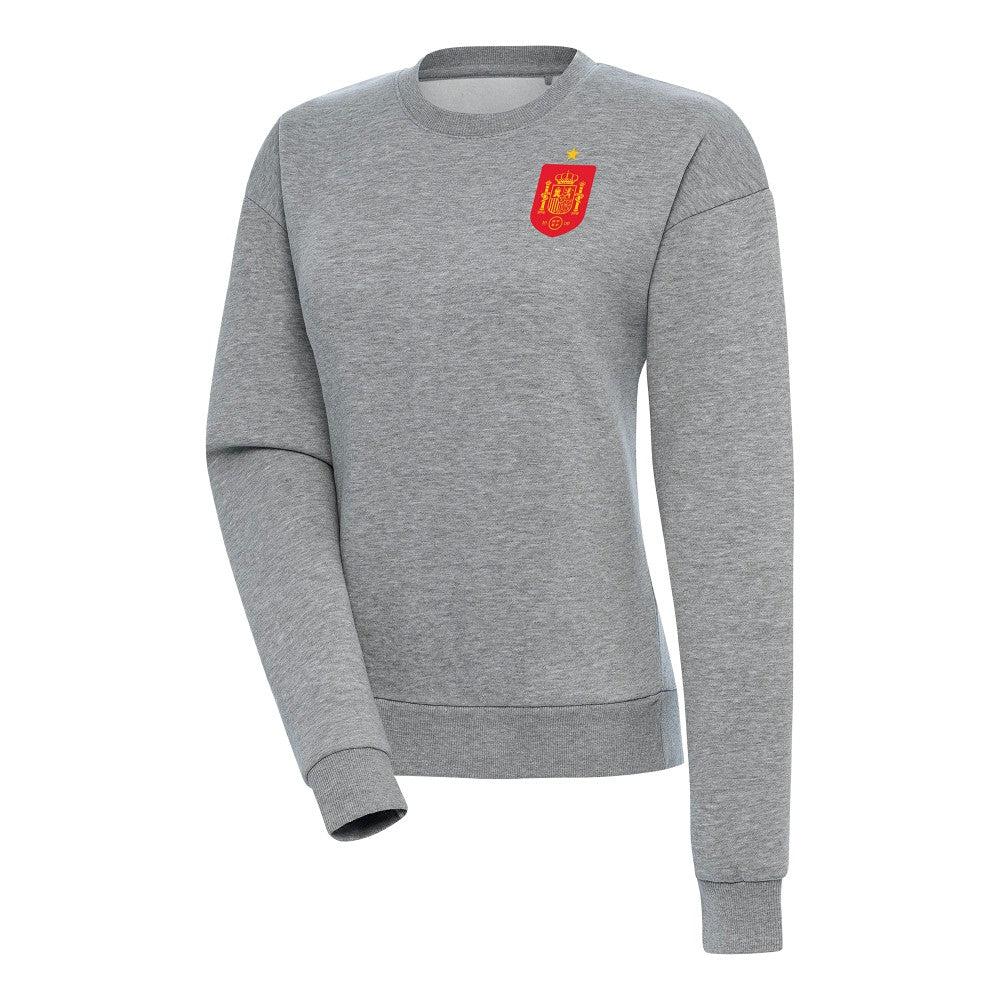 Spain National Team Antigua Women's Takeover Fleece Sweatshirt Heather Gray - FIFA World CUP