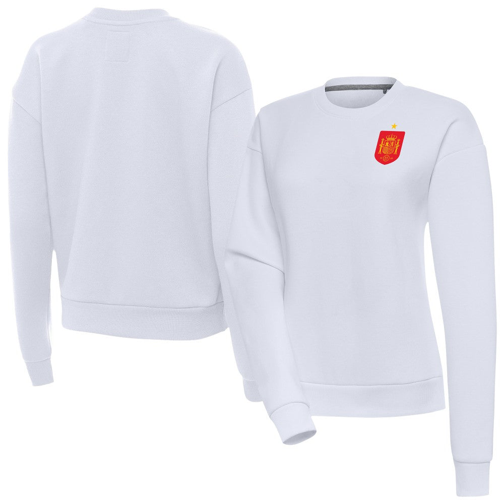Spain National Team Antigua Women's Takeover Fleece Sweatshirt White - FIFA World CUP