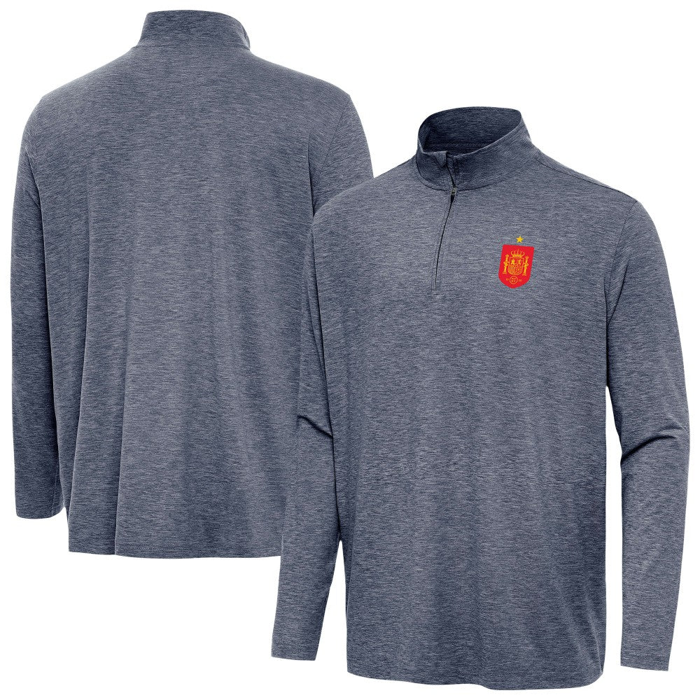 Spain National Team Antigua Masters Quarter-Zip Pullover Heather Navy - FIFA World CUP