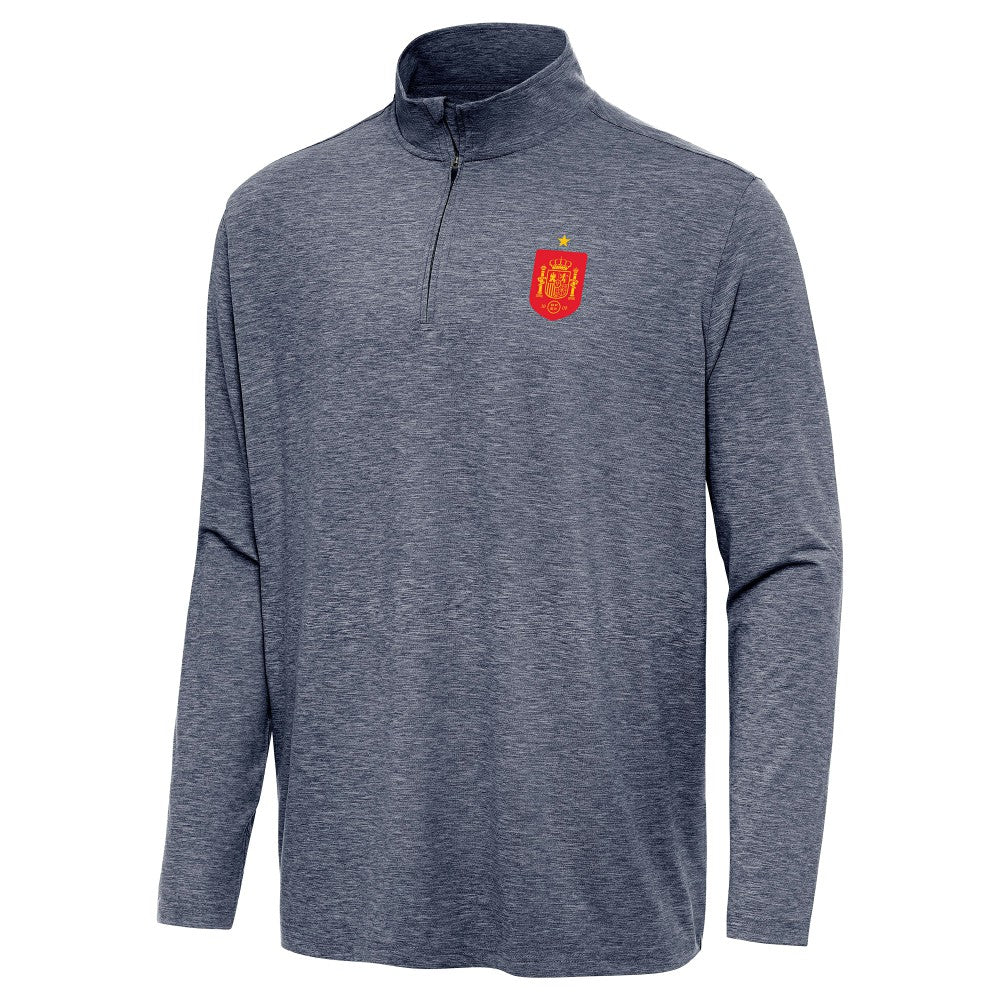 Spain National Team Antigua Masters Quarter-Zip Pullover Heather Navy - FIFA World CUP